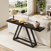 Tribesigns Console industrielle étroite de 160 cm, Table d'entrée moderne noire pour salon et hall d'entrée 3