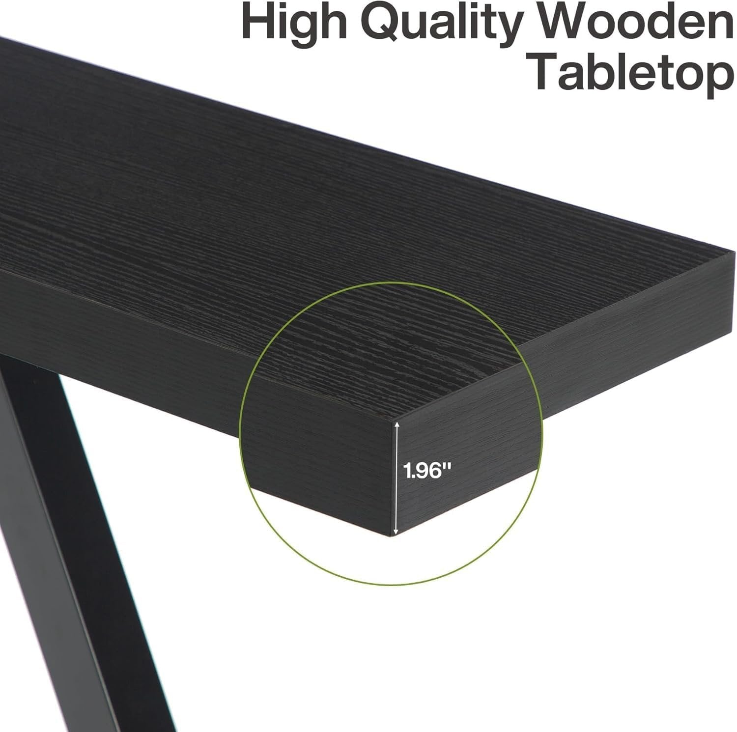 Tribesigns Console industrielle étroite de 160 cm, Table d'entrée moderne noire pour salon et hall d'entrée