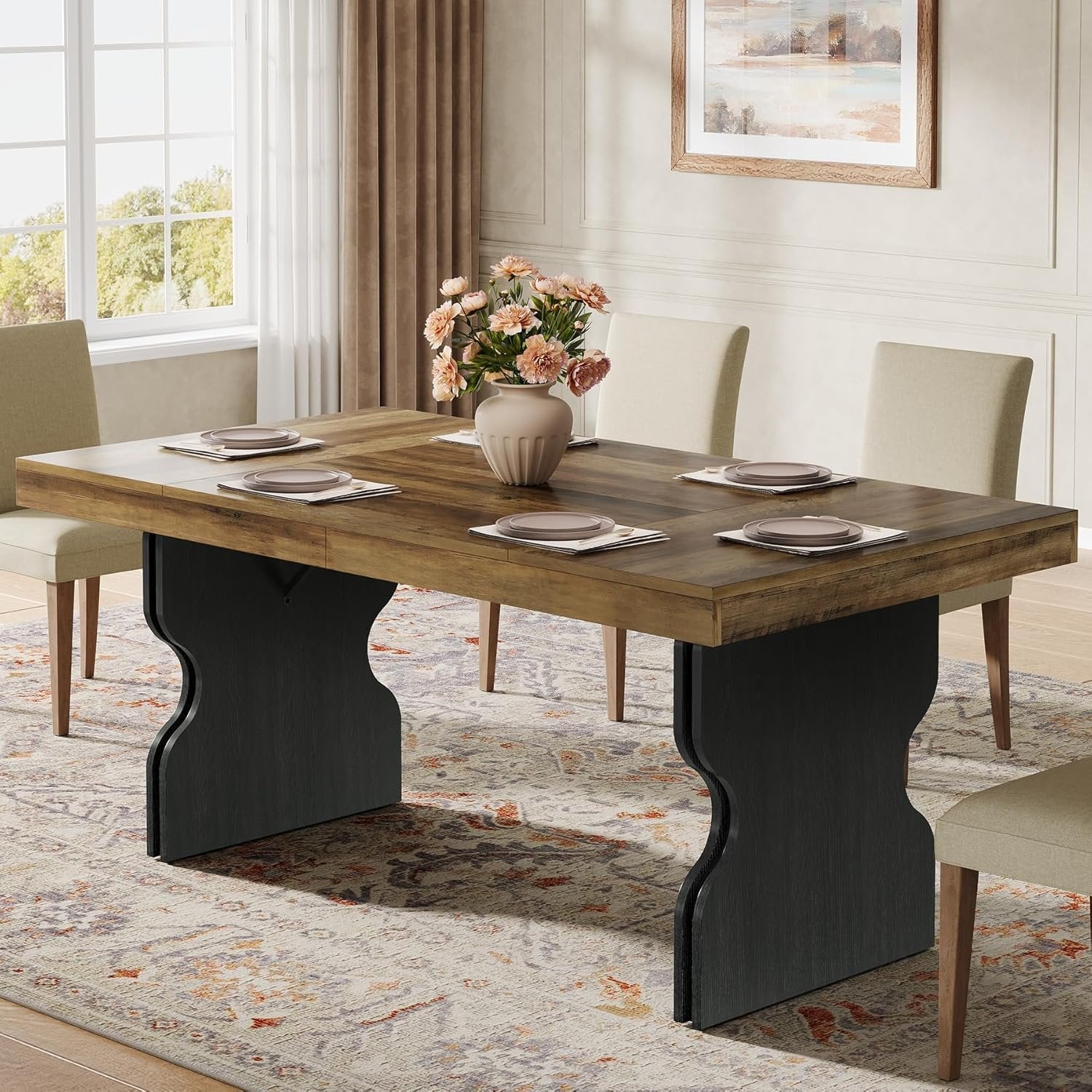 Tribesigns Table à manger rectangulaire rustique de 160 cm pour 4 à 6 personnes
