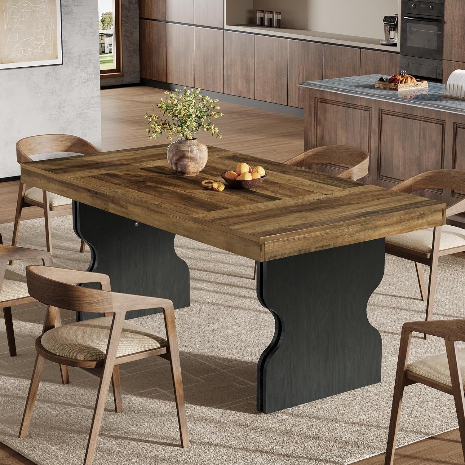 Tribesigns Table à manger rectangulaire rustique de 160 cm pour 4 à 6 personnes