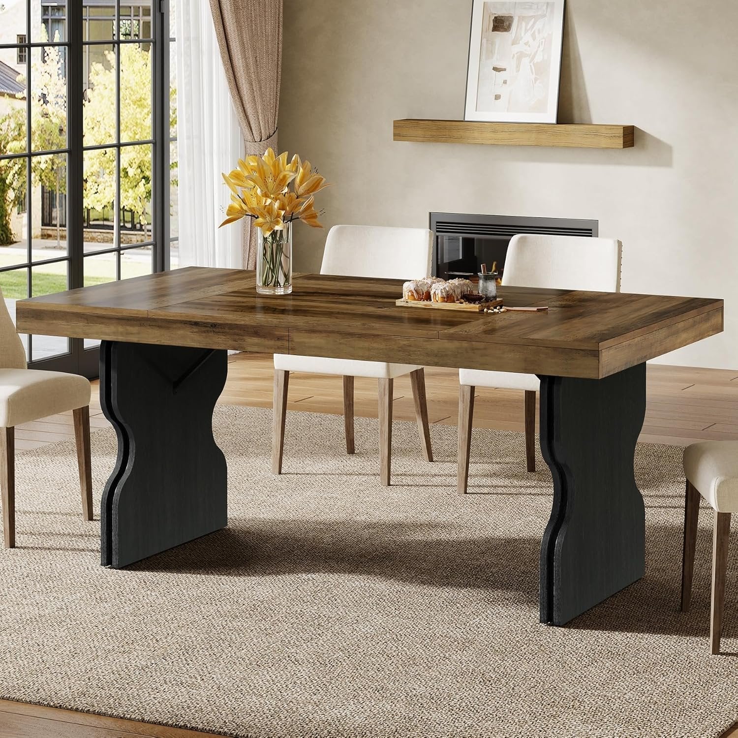 Tribesigns Table à manger rectangulaire rustique de 160 cm pour 4 à 6 personnes
