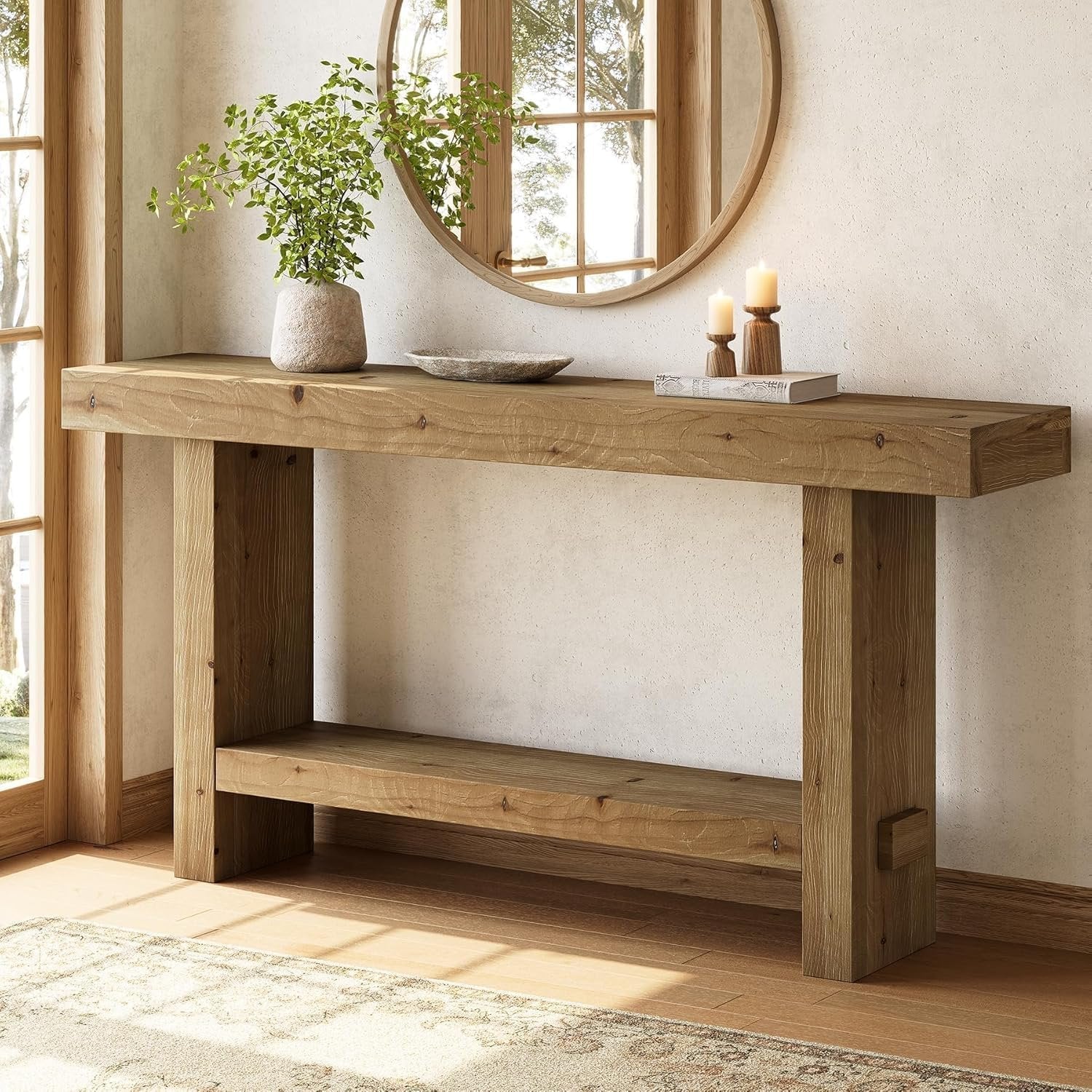 Tribesigns Table console extra longue avec plateau élargi et double base stable pour salon