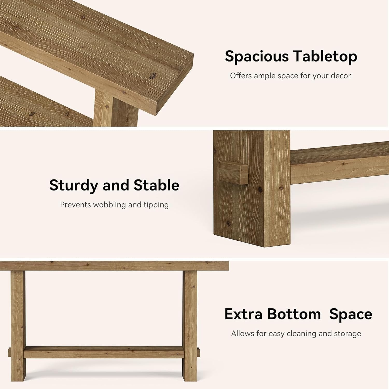Tribesigns Table console extra longue avec plateau élargi et double base stable pour salon