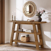 Tribesigns Table console en bois massif de 120 cm de long avec étagères à 3 niveaux 3