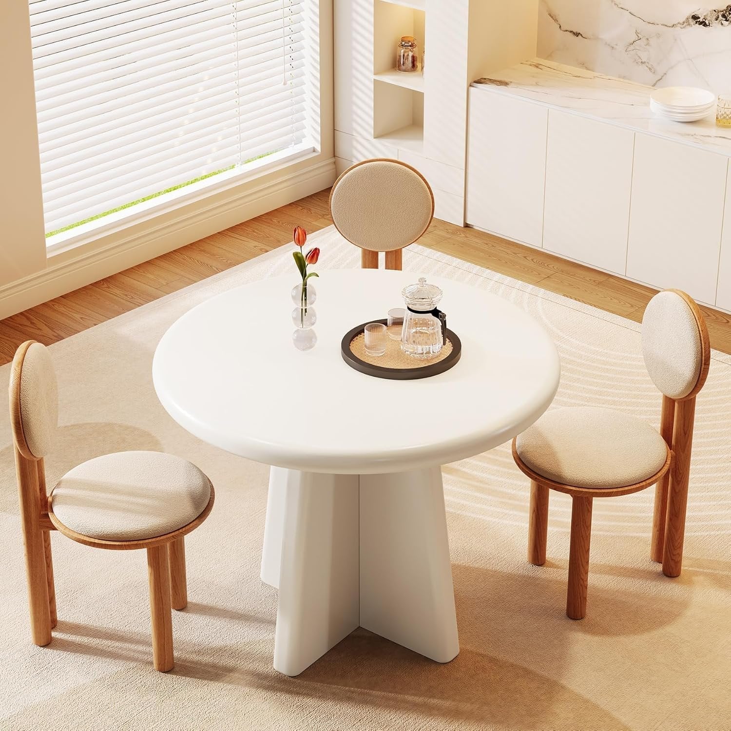 Tribesigns Table à manger ronde, Petite table de cuisine pour 4 personnes