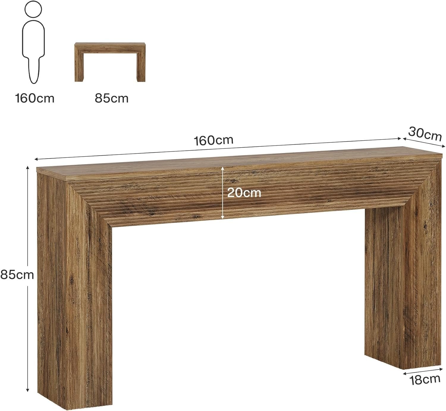 Tribesigns Table Console d'Entrée 160 cm avec Motifs Canelés, Table d'Appoint Style Industriel