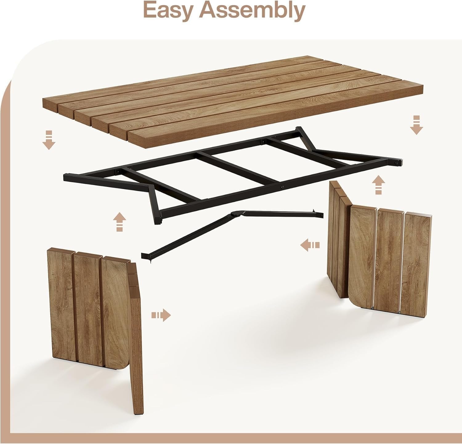 Tribesigns Table basse rectangulaire de 119,4 cm, Table centrale de style rustique pour salon
