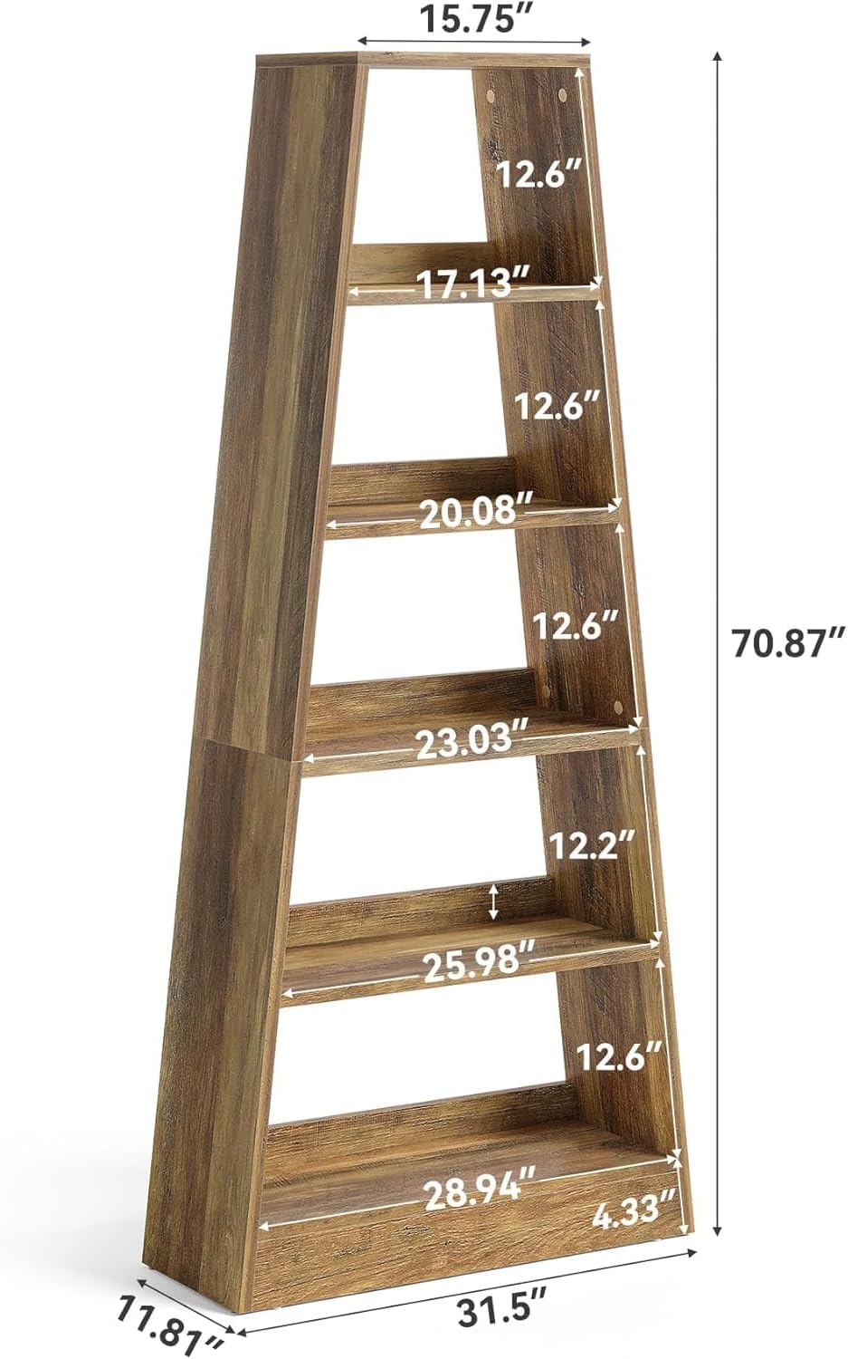Tribesigns Bibliothèque à 6 niveaux 80 cm de haut, Étagère à livres en bois d'ombre chaude