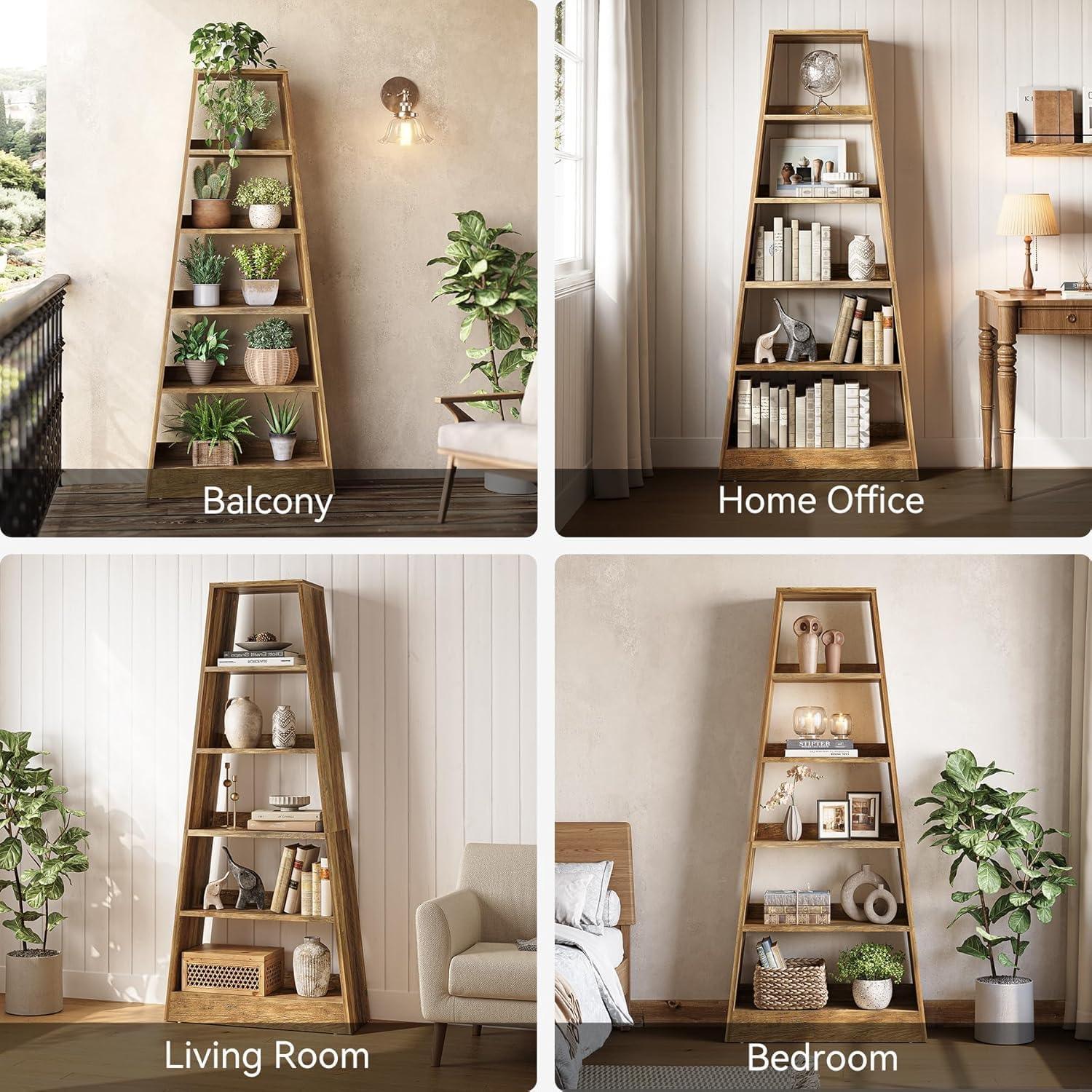 Tribesigns Bibliothèque à 6 niveaux 80 cm de haut, Étagère à livres en bois d'ombre chaude