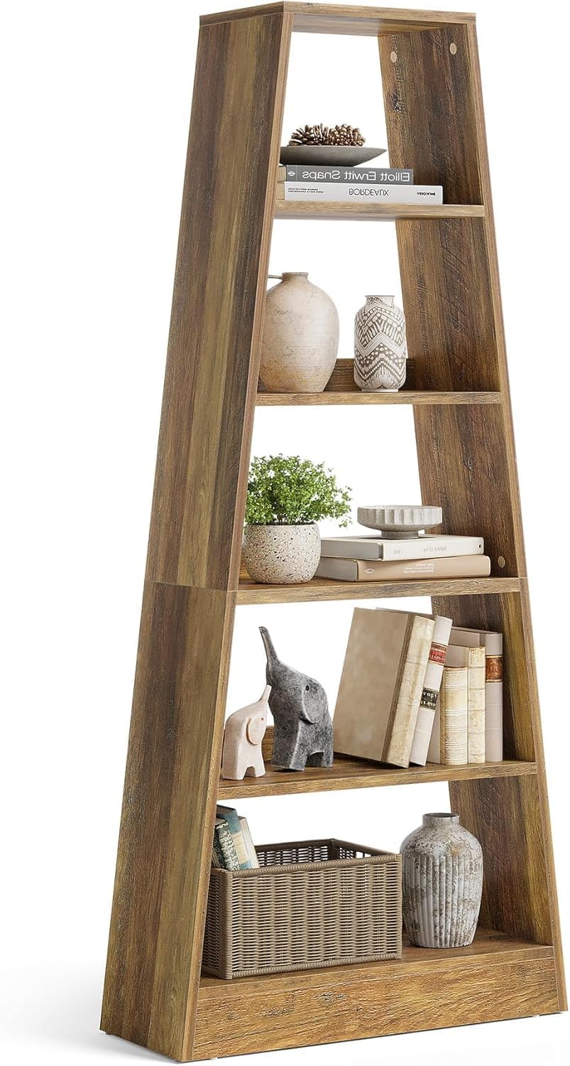 Tribesigns Bibliothèque à 6 niveaux 80 cm de haut, Étagère à livres en bois d'ombre chaude