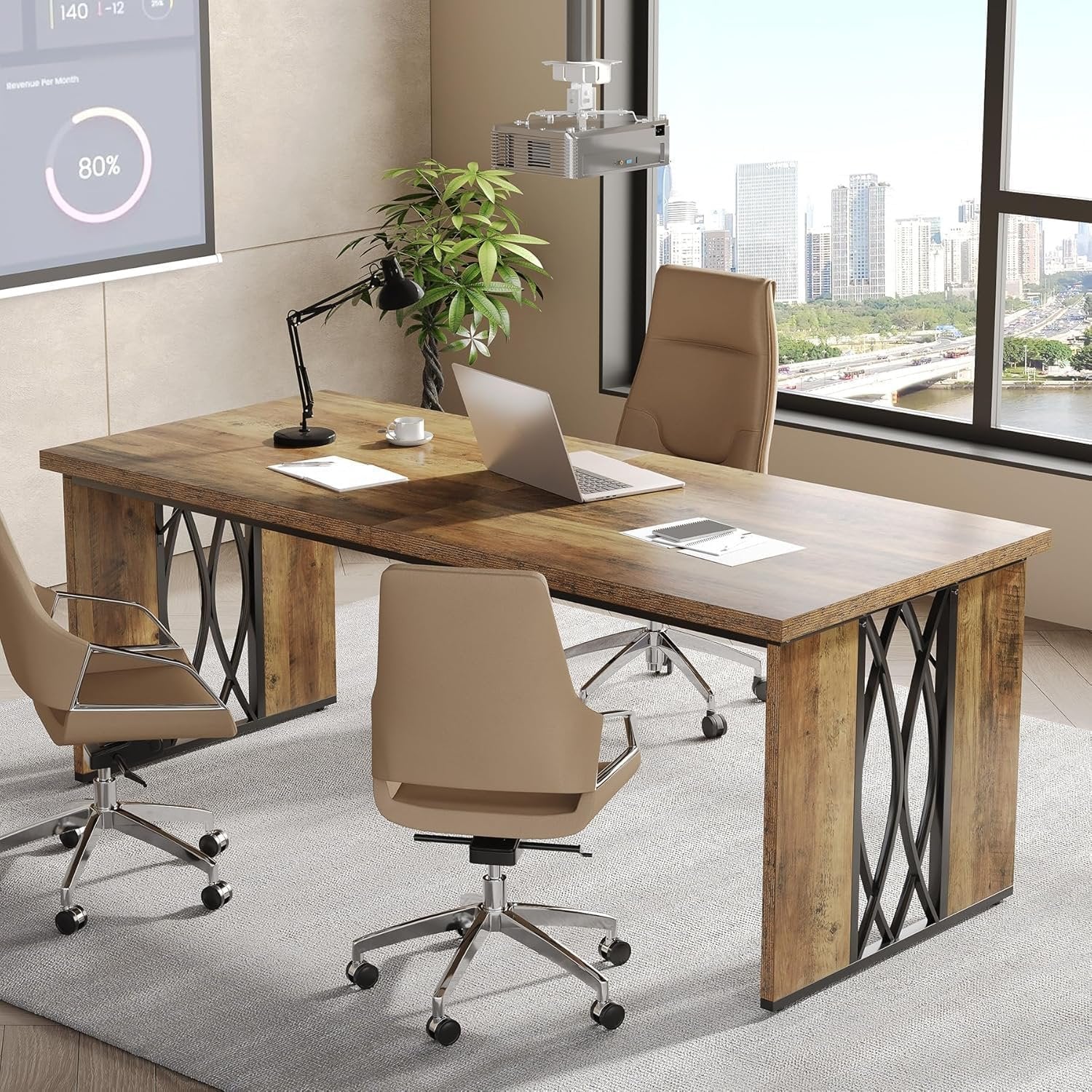 Tribesigns Bureau d'ordinateur, Double long Table de conférence pour la maison et le bureau