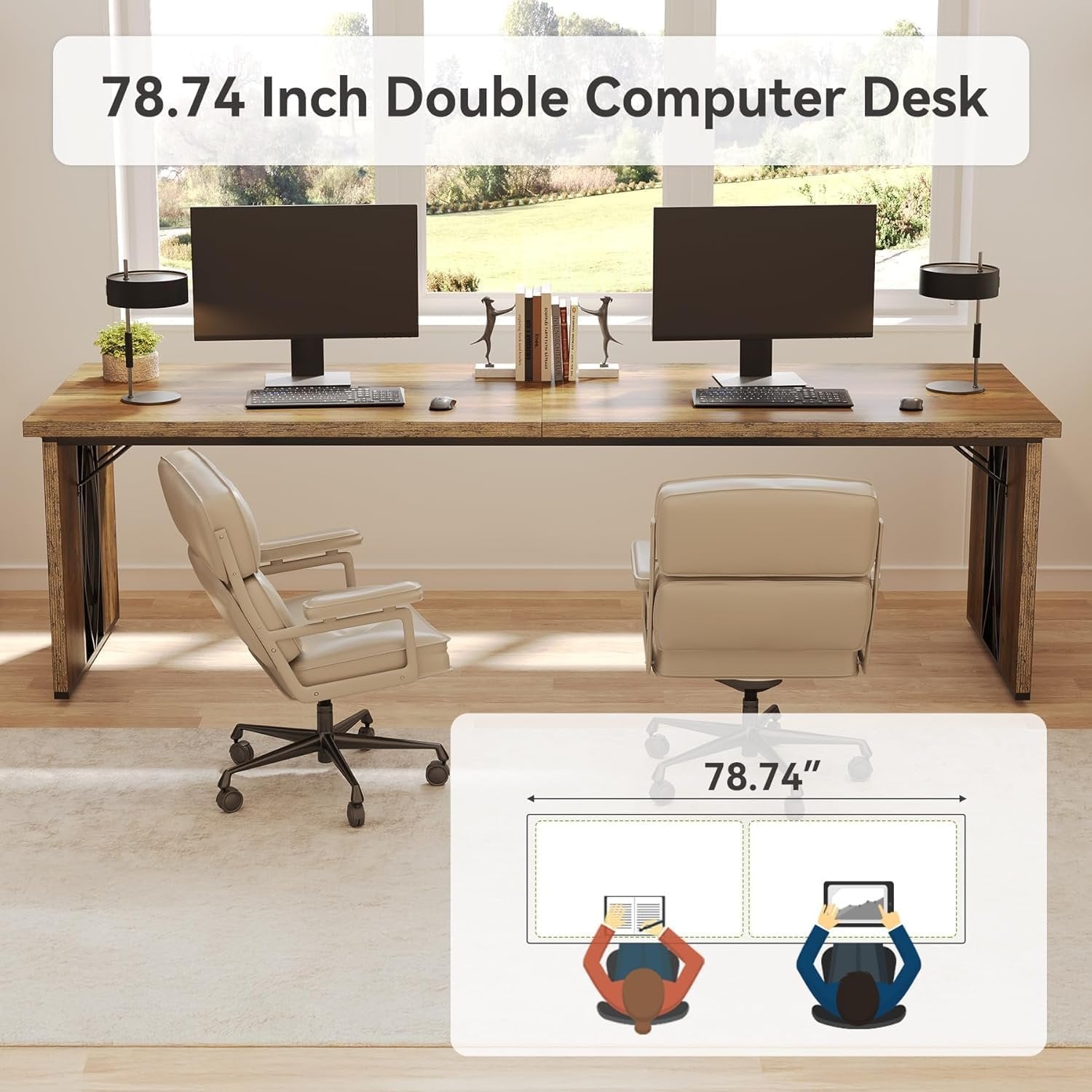 Tribesigns Bureau d'ordinateur, Double long Table de conférence pour la maison et le bureau