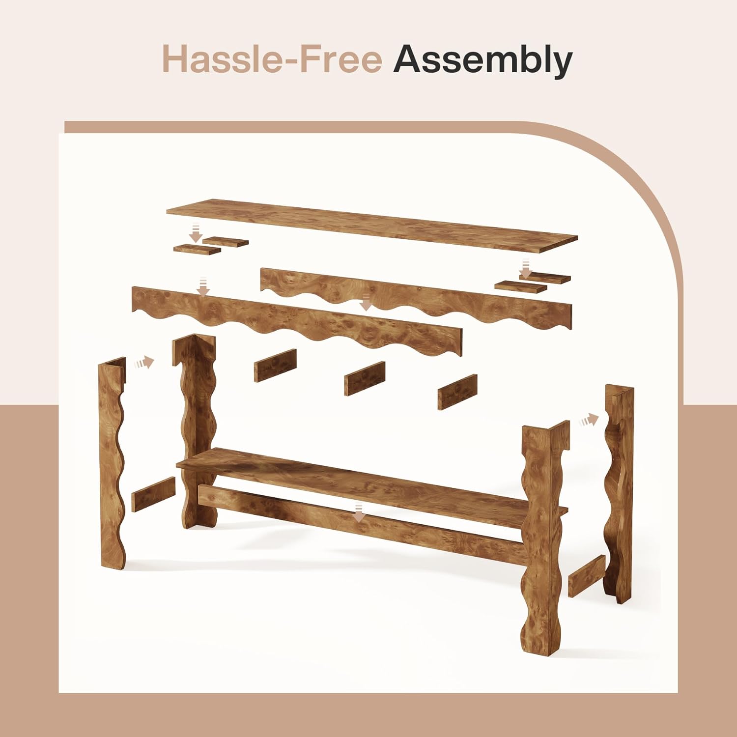 Tribesigns Table console de 160 cm, Table d'entrée étroite à 2 niveaux avec pieds festonnés