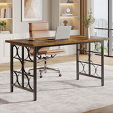 Tribesigns Bureau Ordinateur en Bois 139 cm, Table de Bureau pour Ordinateur Portable avec Pieds en métal Robustes 3