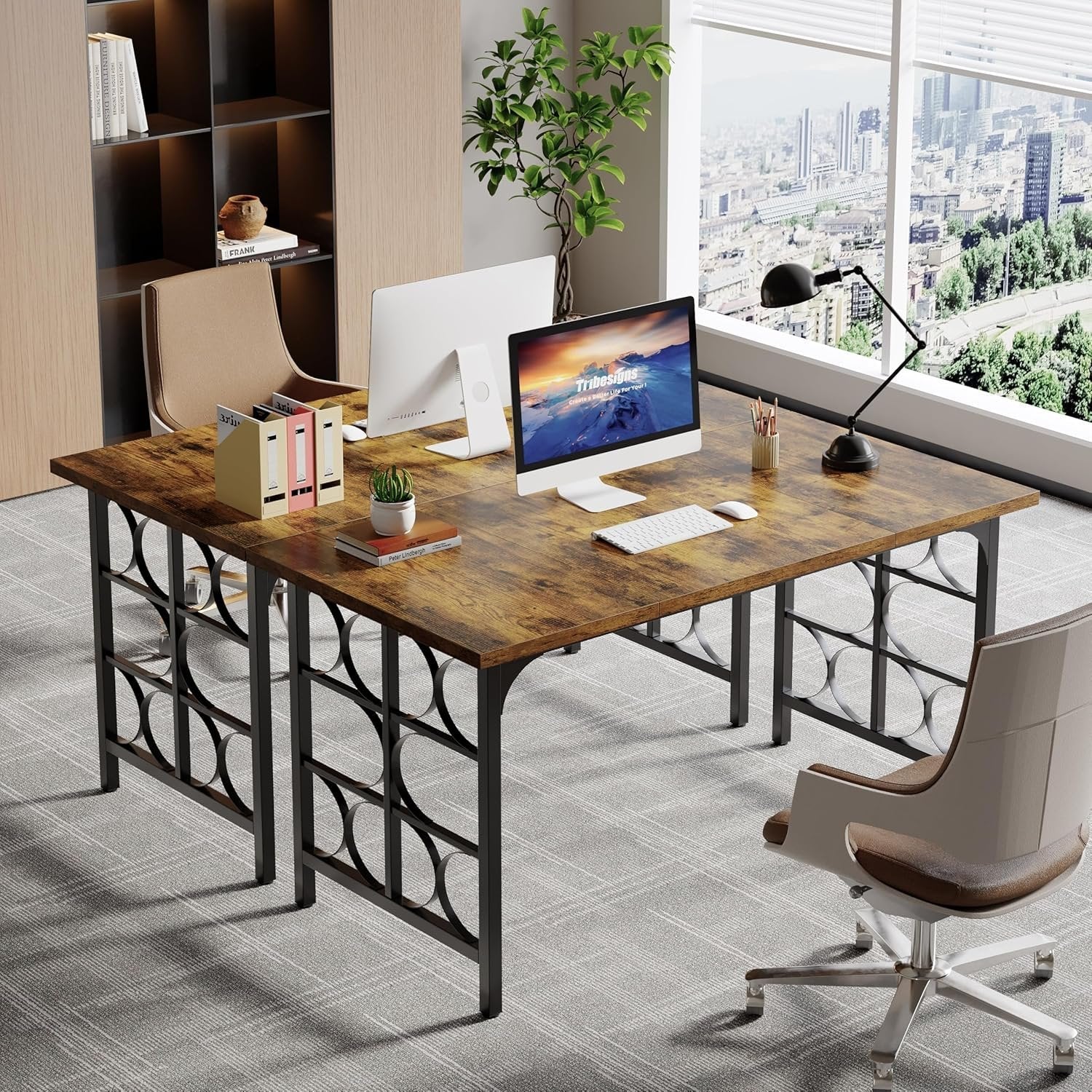 Tribesigns Bureau Ordinateur en Bois 139 cm, Table de Bureau pour Ordinateur Portable avec Pieds en métal Robustes