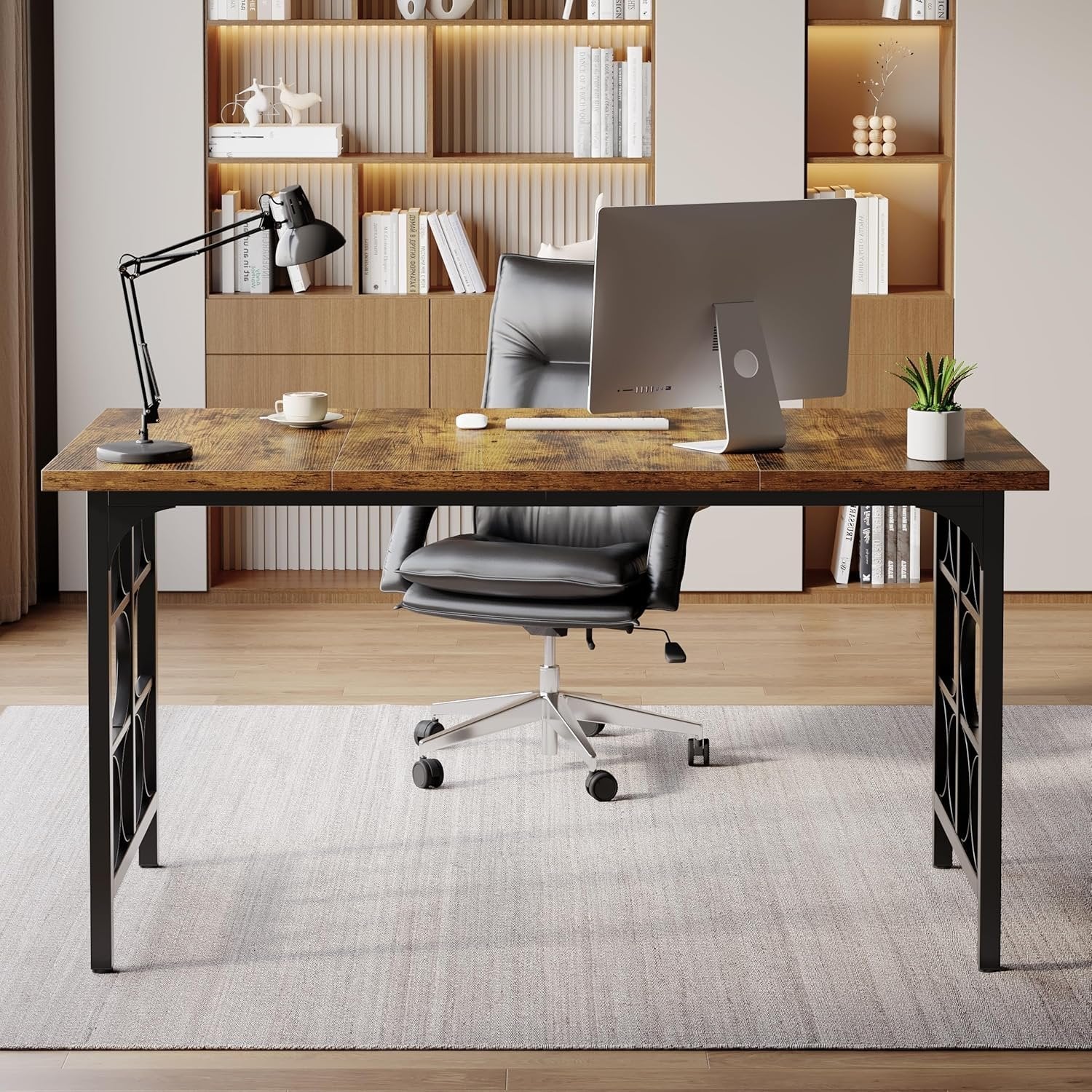 Tribesigns Bureau Ordinateur en Bois 139 cm, Table de Bureau pour Ordinateur Portable avec Pieds en métal Robustes