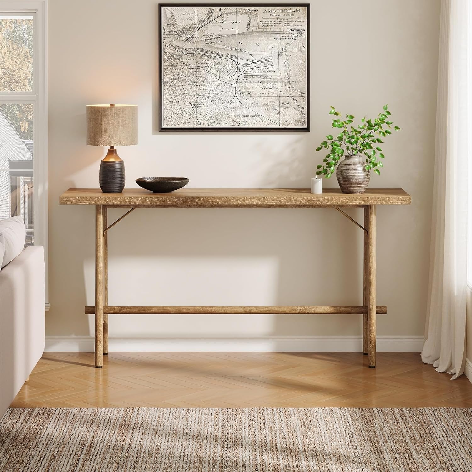 Tribesigns Table d'entrée de 160 cm avec étagère de rangement, Table console pour salon
