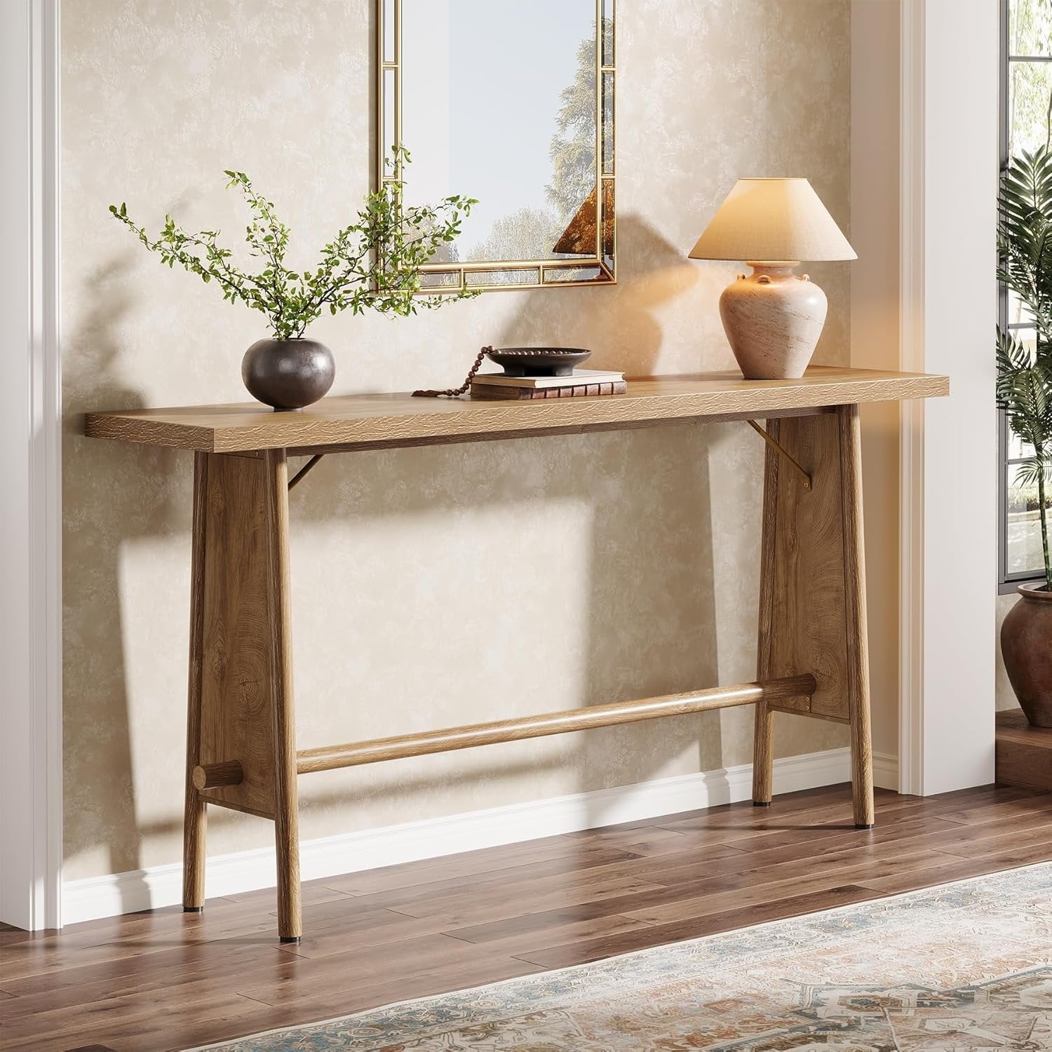 Tribesigns Table d'entrée de 160 cm avec étagère de rangement, Table console pour salon