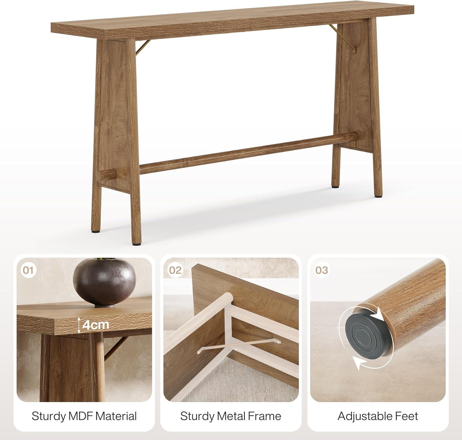 Tribesigns Table d'entrée de 160 cm avec étagère de rangement, Table console pour salon