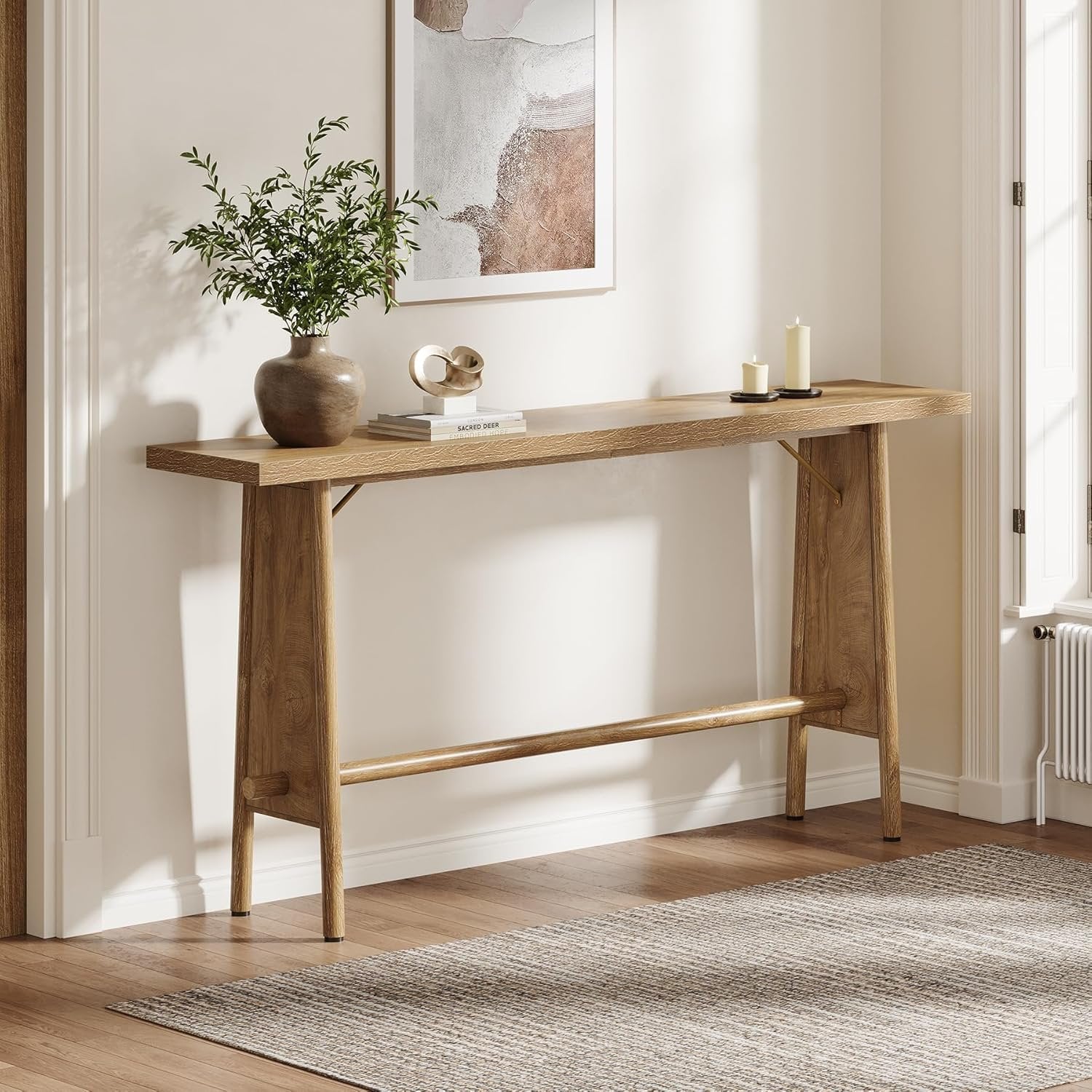 Tribesigns Table d'entrée de 160 cm avec étagère de rangement, Table console pour salon