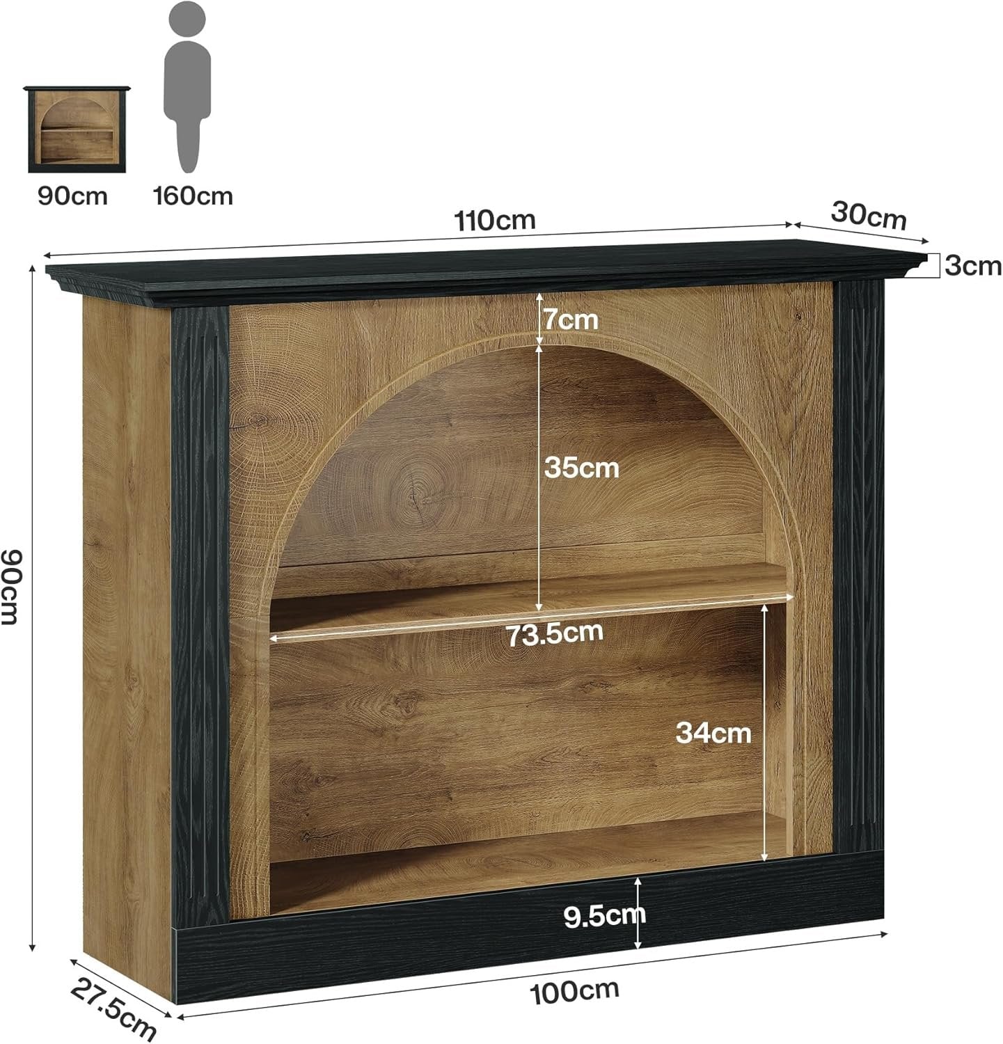 Tribesigns Table Console à 3 Niveaux, Table d’entrée en Bois avec Rangement 110 cm Bout de Canapé pour Entrée