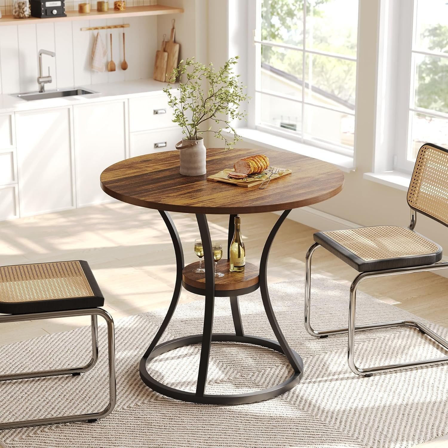 Tribesigns table ronde de salle à manger, Cuisine et salon 80 cm pour 2 à 4 personnes