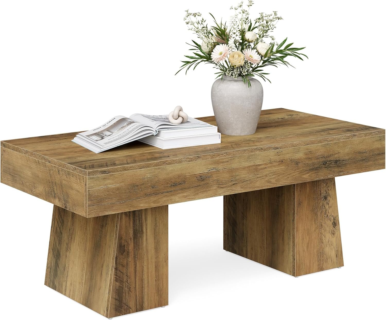 Tribesigns Table basse Hofhaus 120 cm, Table de campagne solide avec cadre robuste