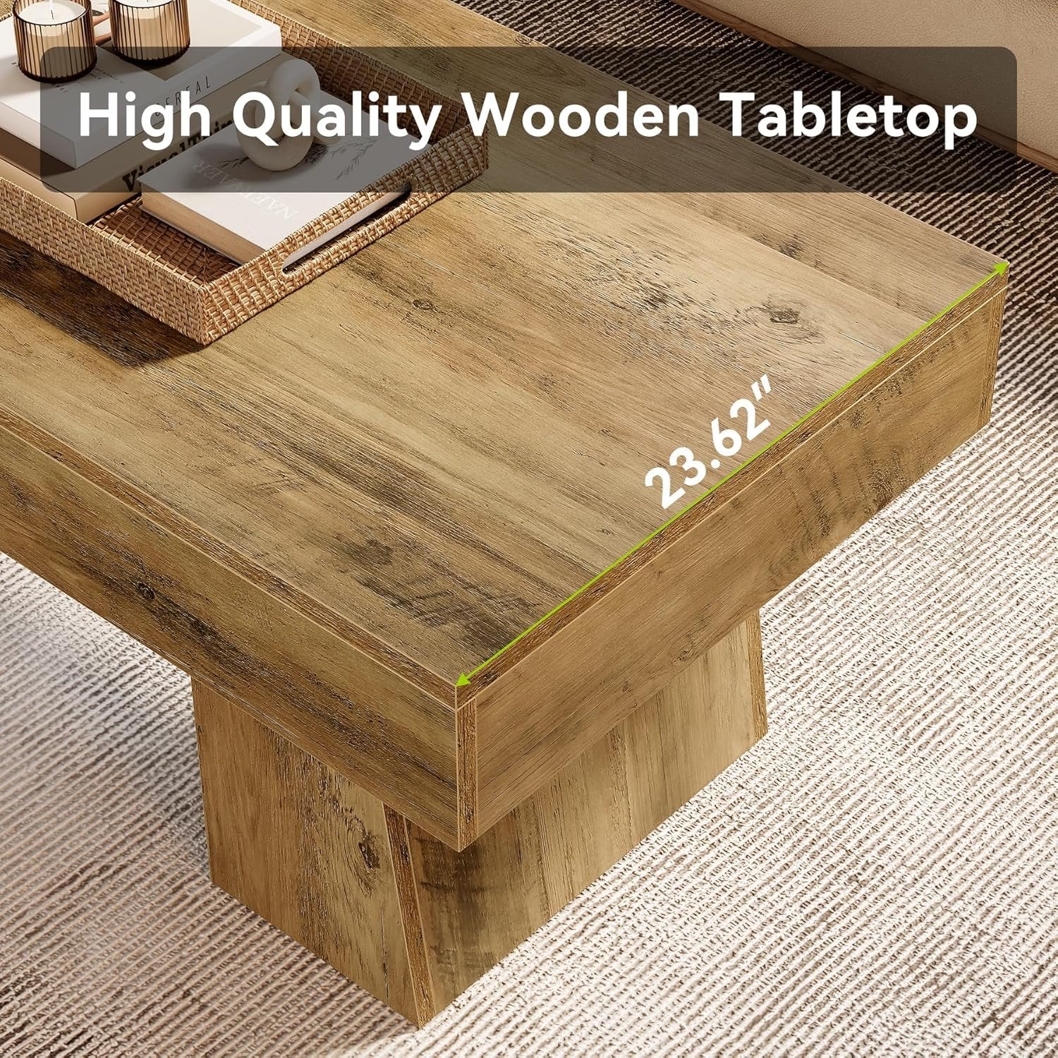 Tribesigns Table basse Hofhaus 120 cm, Table de campagne solide avec cadre robuste