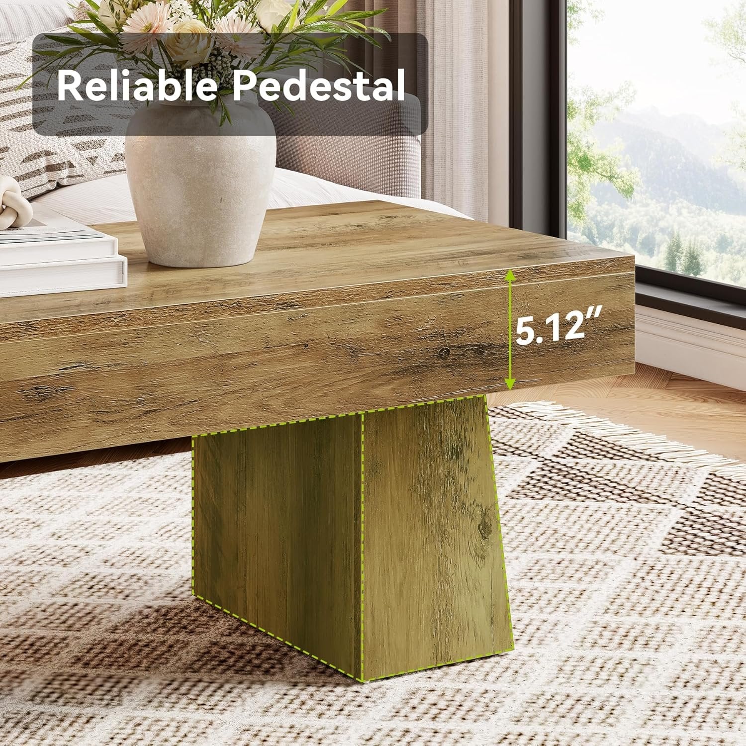 Tribesigns Table basse Hofhaus 120 cm, Table de campagne solide avec cadre robuste