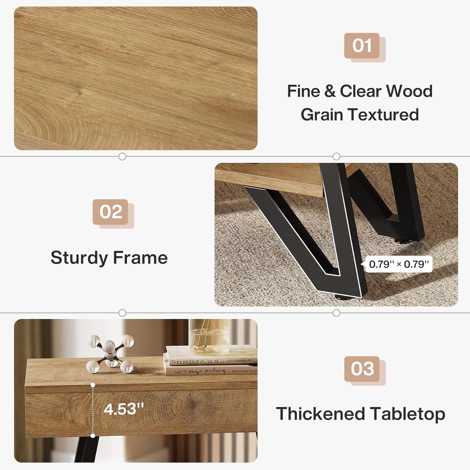 Tribesigns Table d'appoint 60 cm avec étagère, Table de chevet en bois naturel pour petits espaces