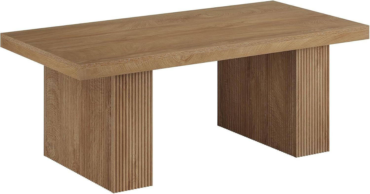 TribesignsTable basse de 120 cm, Table de salon rectangulaire au design rustique de ferme marron