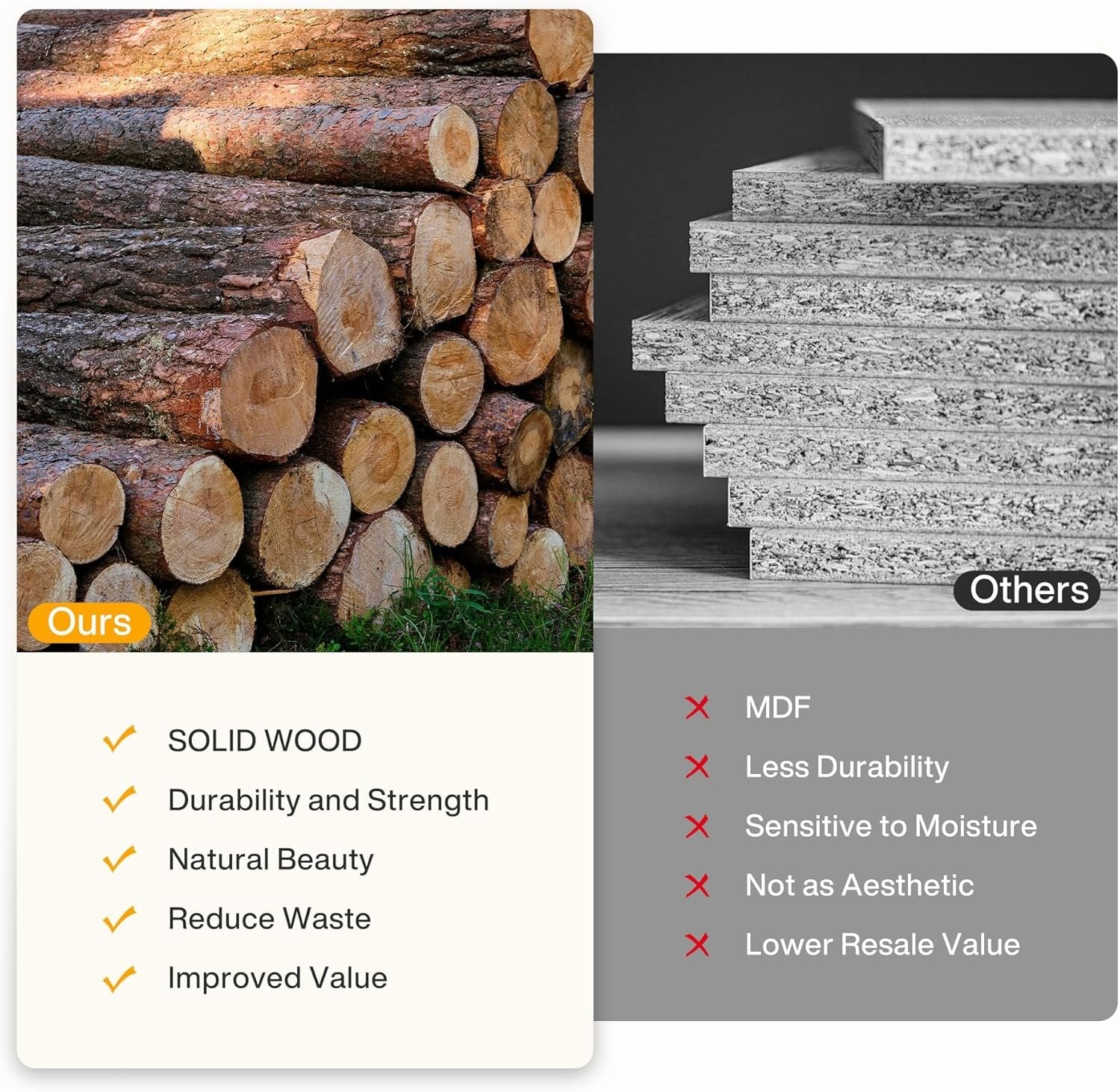 TRIBEWOOD Table d'appoint en bois massif avec 2 étagères, Buffet étroit pour salon et chambre