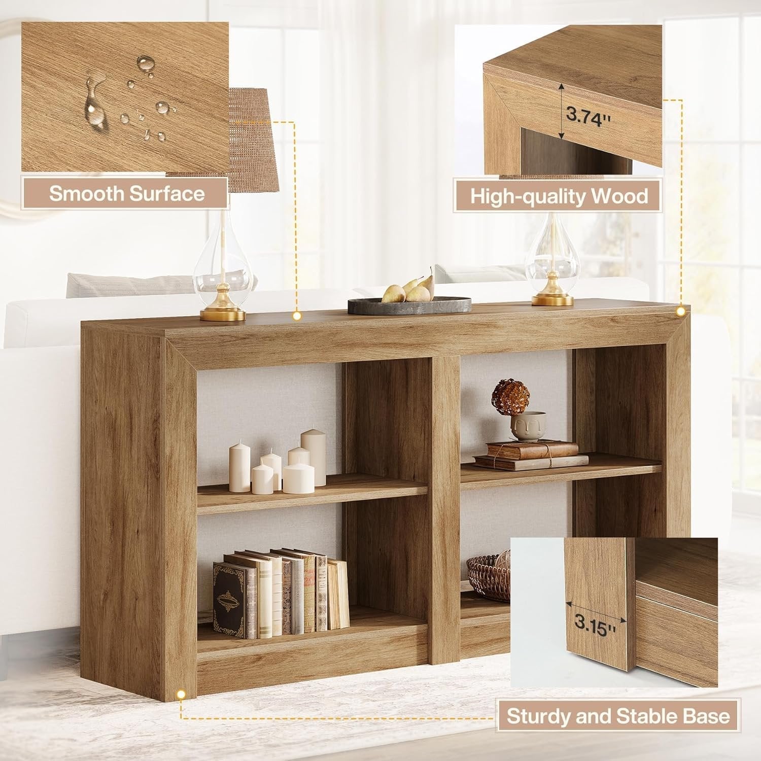 Tribesigns Console de style maison de campagne de 90 cm, Table d'entrée aspect chêne pour couloir et salon