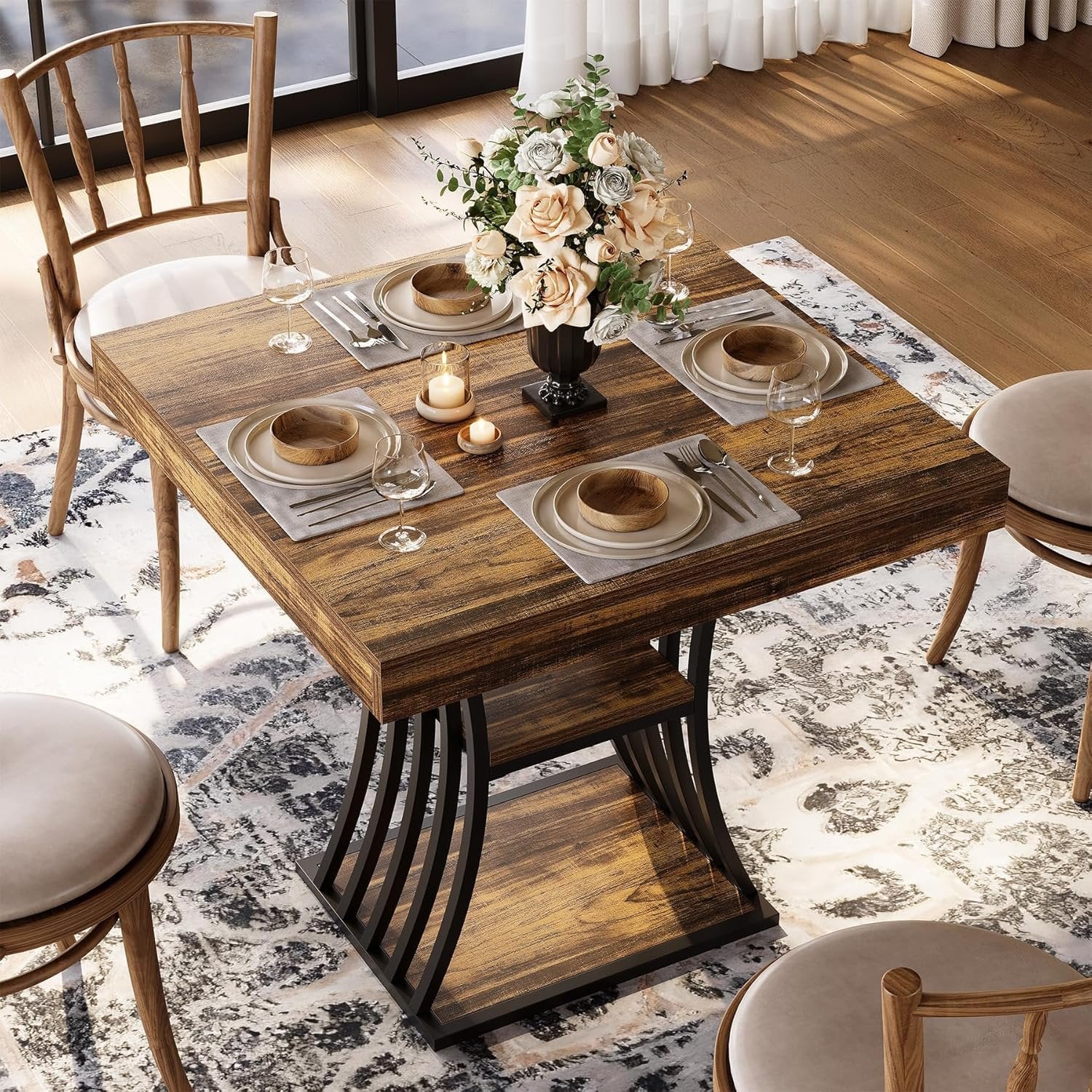 Tribesigns Table de salle à manger 80 cm, Table de cuisine pour petits espaces