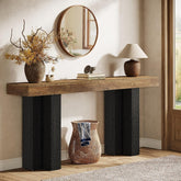 Tribesigns Console de style maison de campagne de 160 cm, Table d'entrée marron avec pieds robustes pour le salon et l'entrée 3