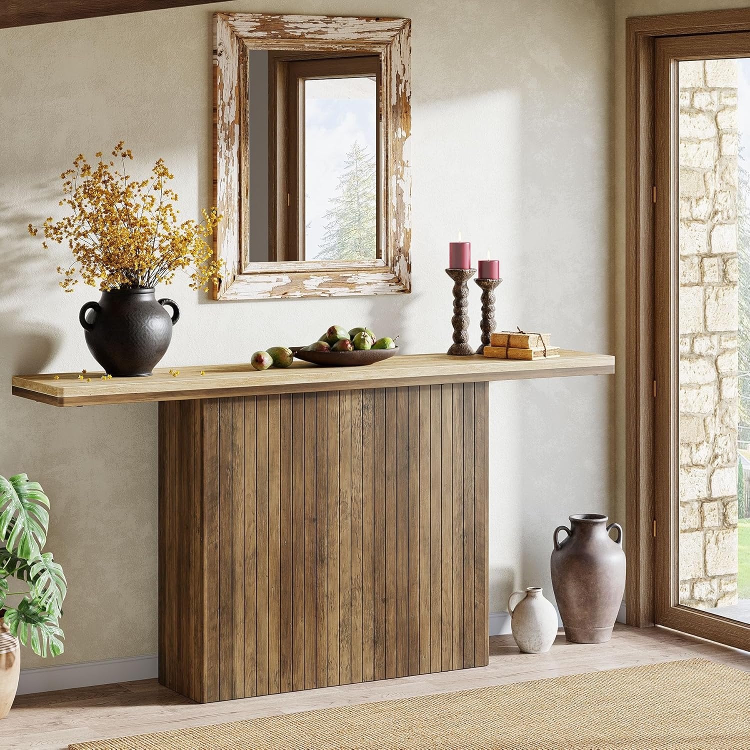 Tribesigns Farmhouse Table console flottante pour entrée, Table en bois derrière le canapé