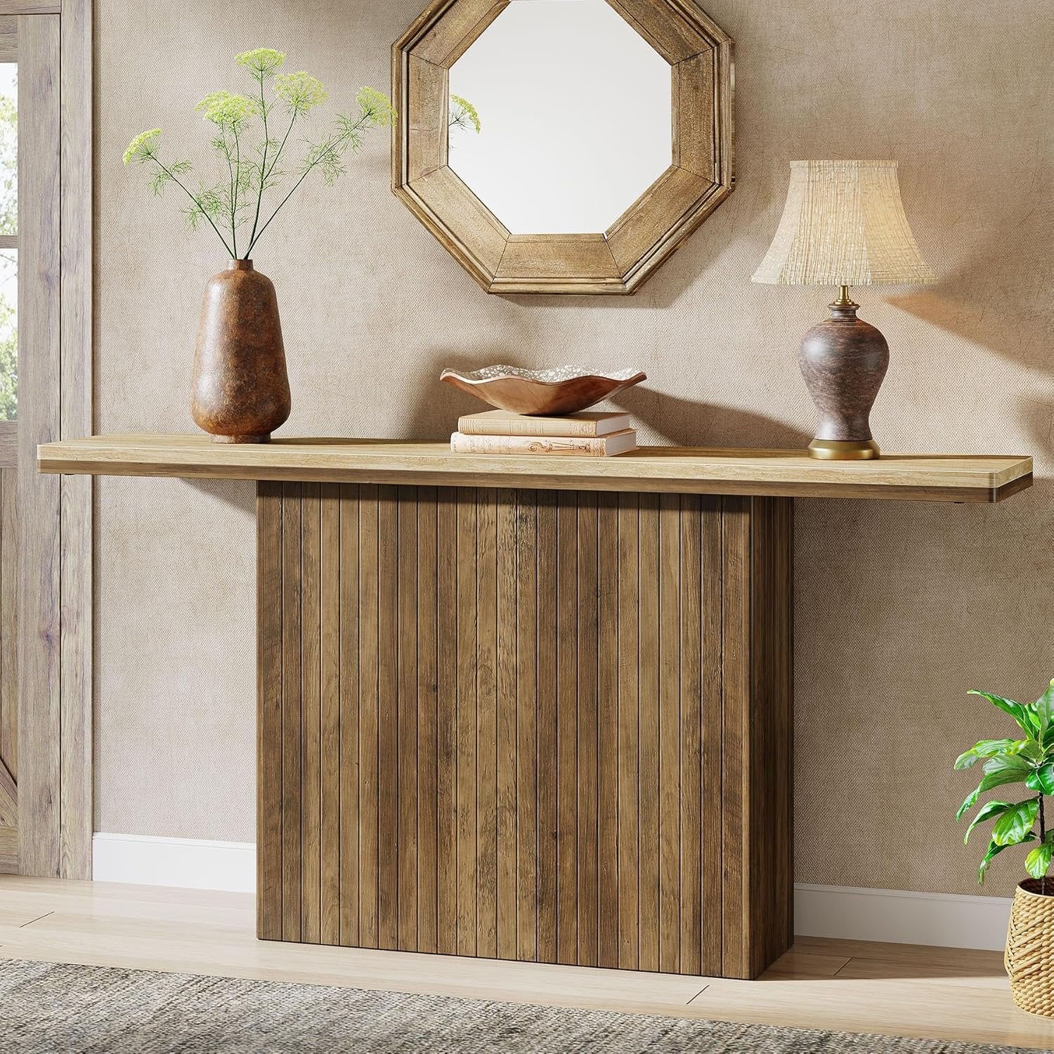 Tribesigns Farmhouse Table console flottante pour entrée, Table en bois derrière le canapé