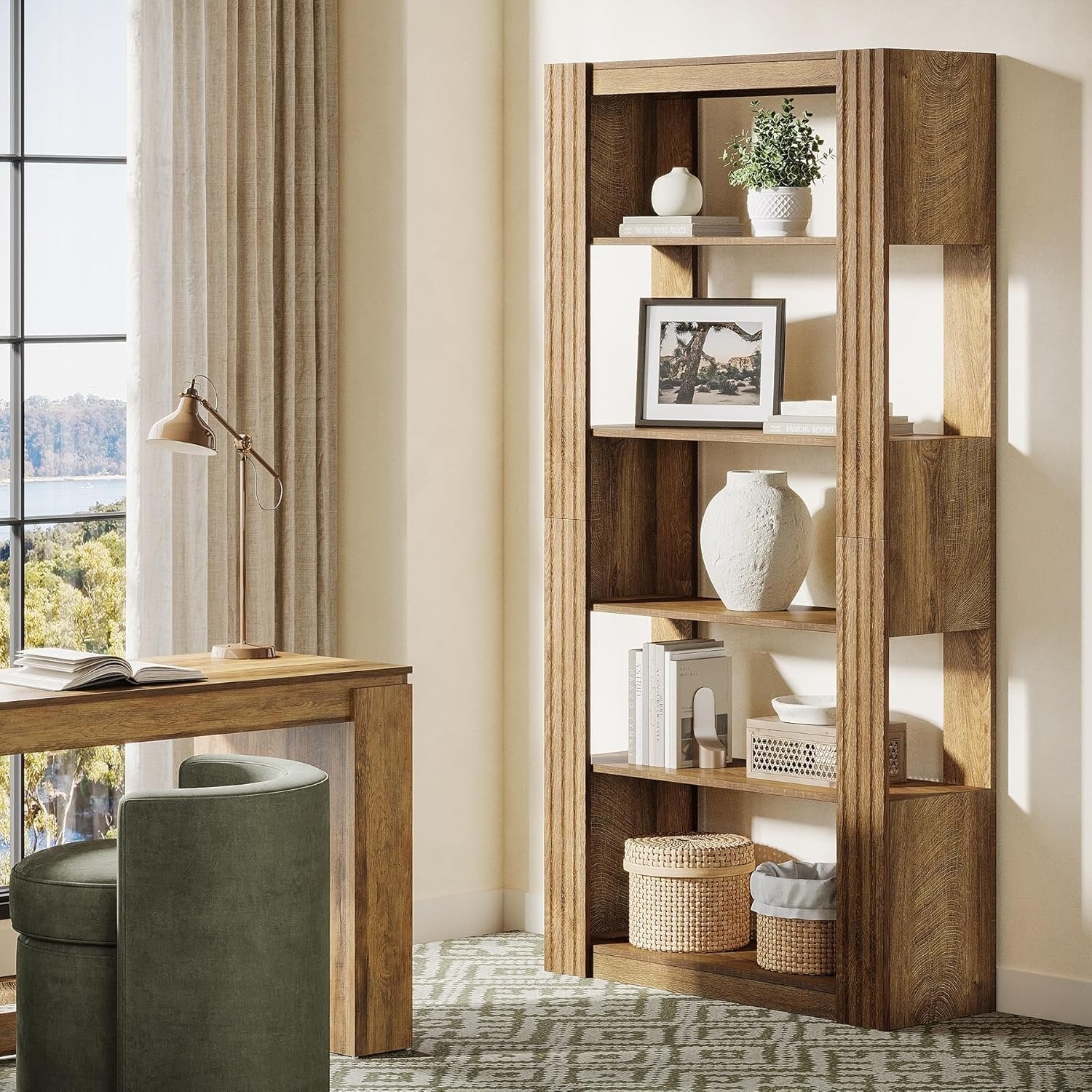 Tribesigns Étagère autoportante de 180 cm de haut avec 5 étagères ouvertes, Étagère de bureau