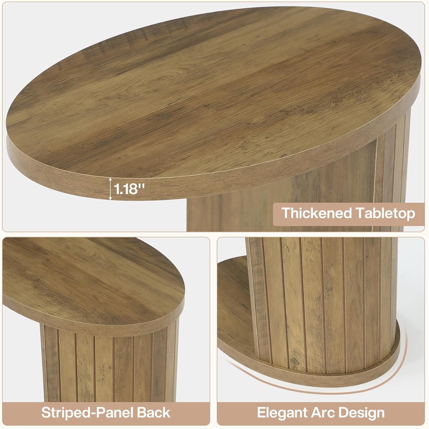 Tribesigns Table d'appoint ovale de 60 cm à 2 niveaux, Table de chevet et table basse peu encombrante