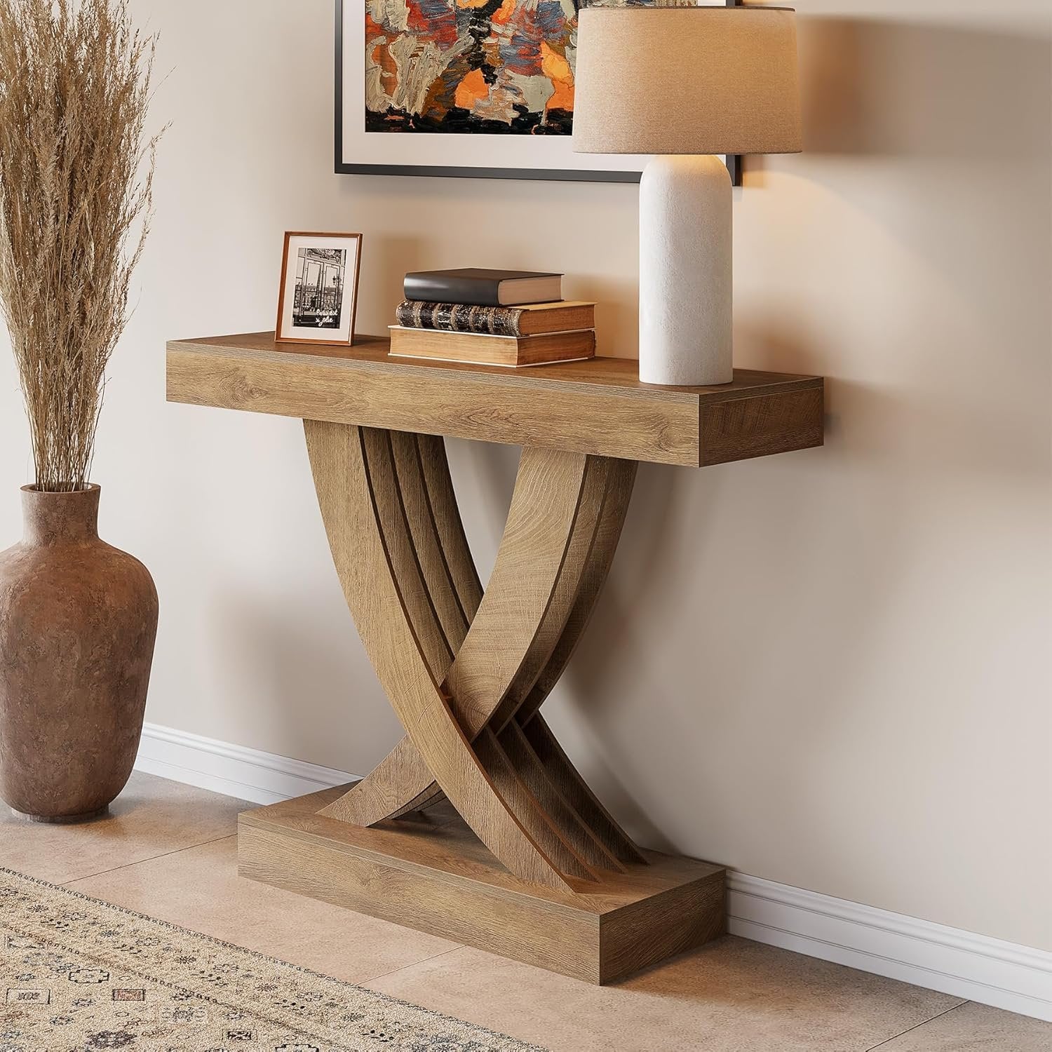 Tribesigns Console étroite de 110 cm avec structure en bois, Table d'appoint polyvalente pour entrée