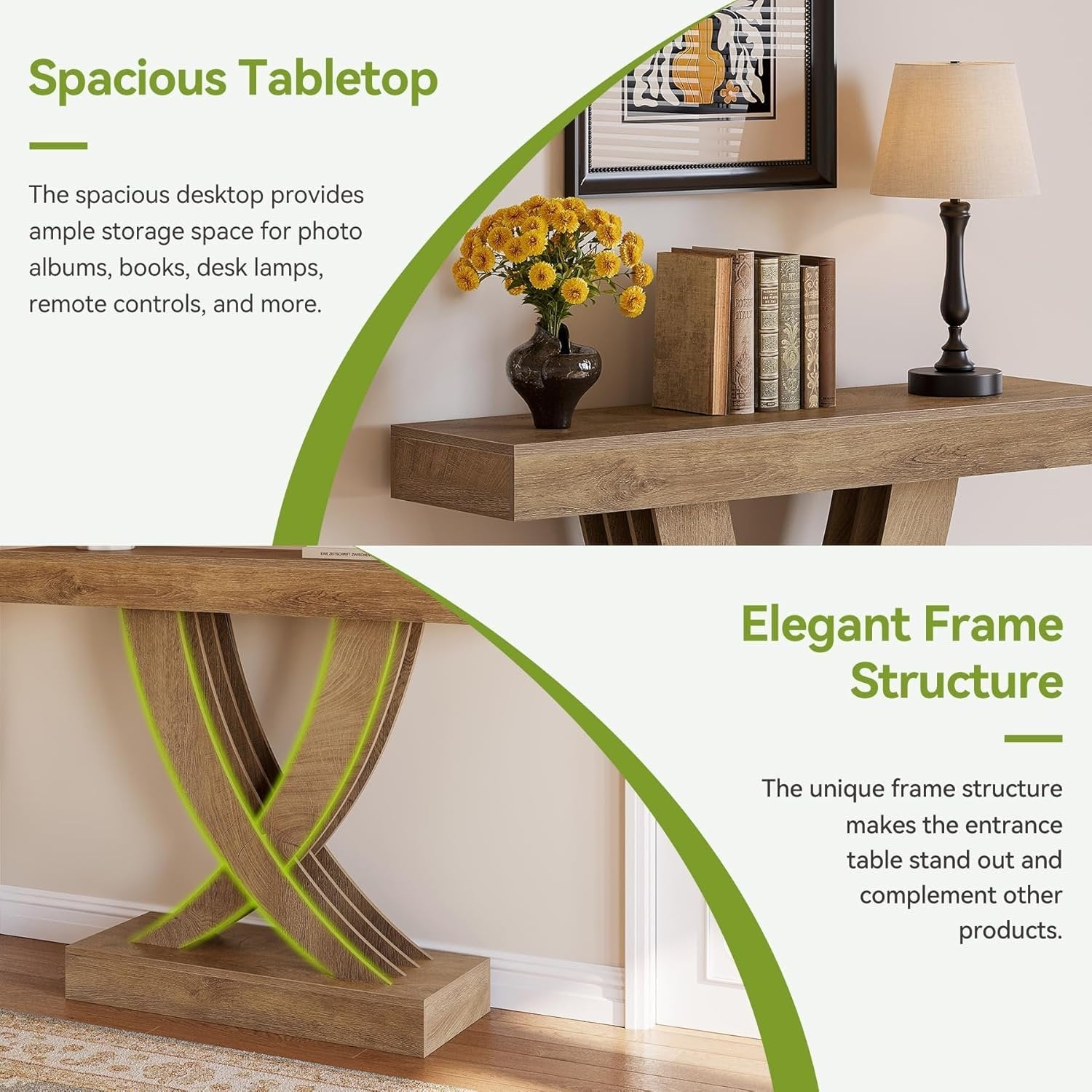 Tribesigns Console étroite de 110 cm avec structure en bois, Table d'appoint polyvalente pour entrée