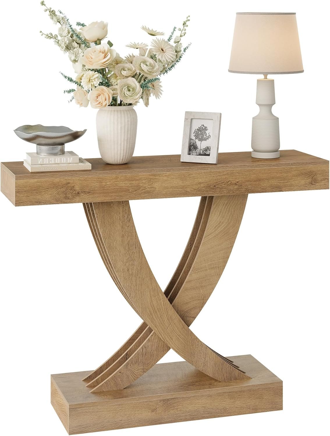 Tribesigns Console étroite de 110 cm avec structure en bois, Table d'appoint polyvalente pour entrée