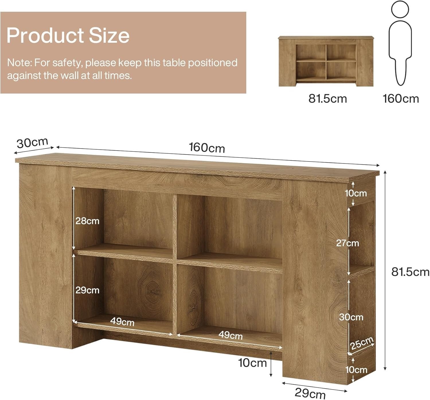 Tribesigns Console avec espace de rangement 160 cmen bois, Style maison de campagne pour entrée
