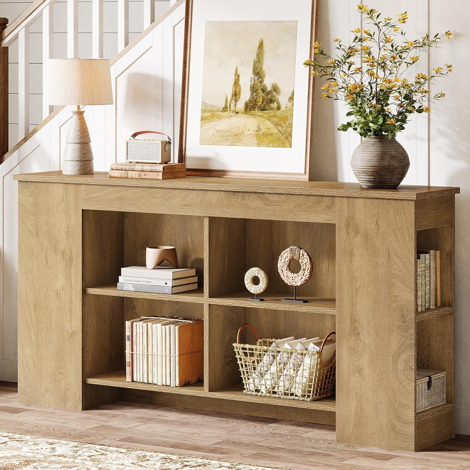 Tribesigns Console avec espace de rangement 160 cmen bois, Style maison de campagne pour entrée