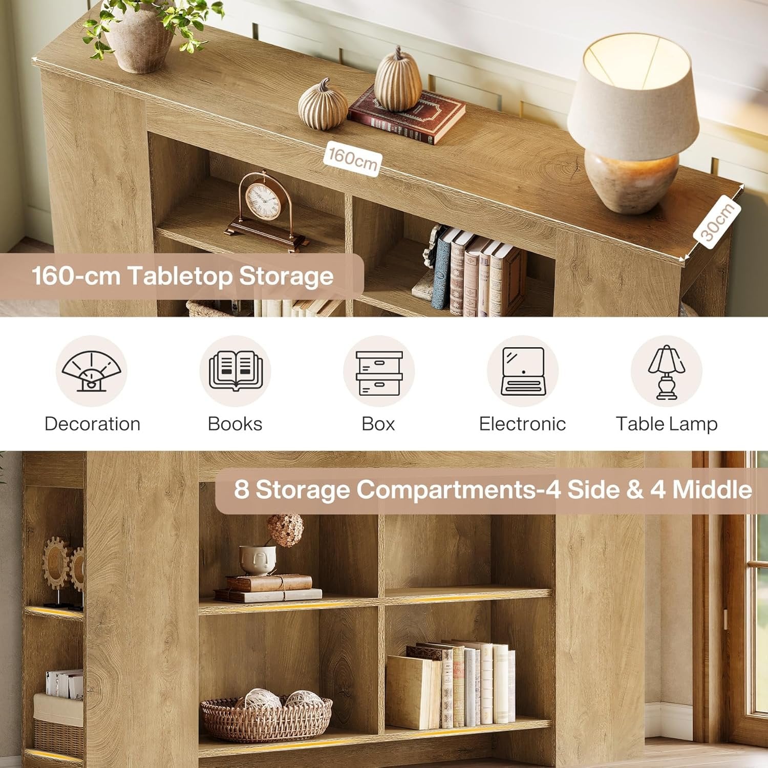 Tribesigns Console avec espace de rangement 160 cmen bois, Style maison de campagne pour entrée