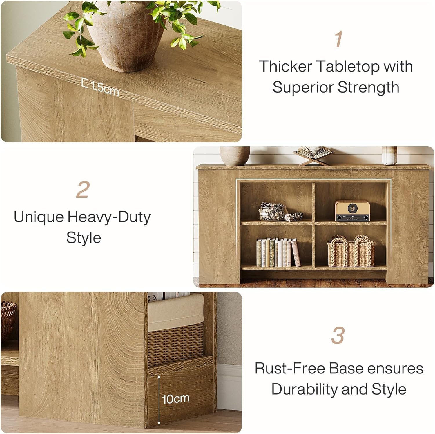 Tribesigns Console avec espace de rangement 160 cmen bois, Style maison de campagne pour entrée