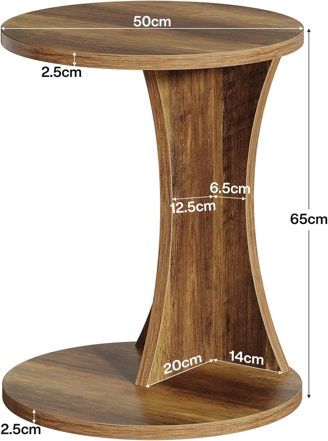 Tribesigns Table d'appoint en forme de C, Table basse ronde pour canapé Table basse à 2 niveaux pour salon