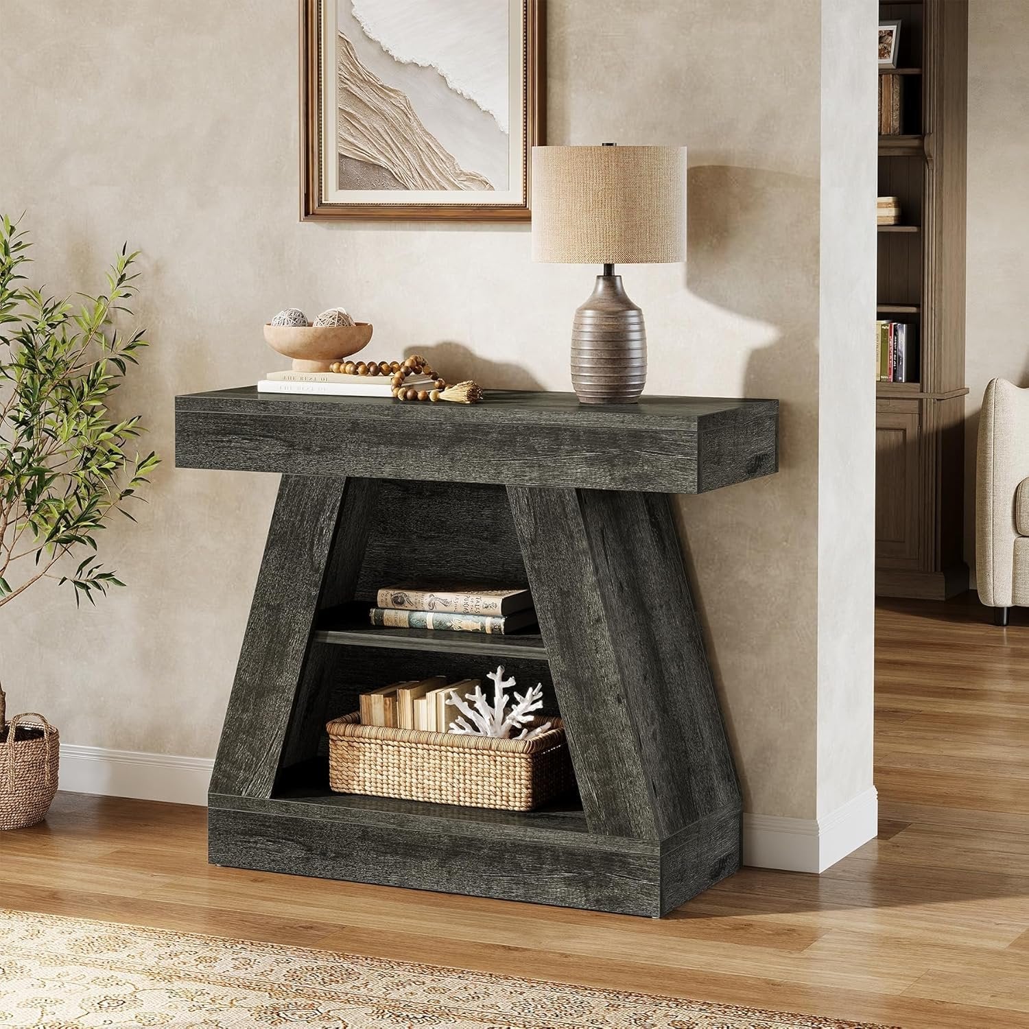 Tribesigns Table console de 68 cm de style maison de campagne pour entrée, Table basse moderne à 3 niveaux