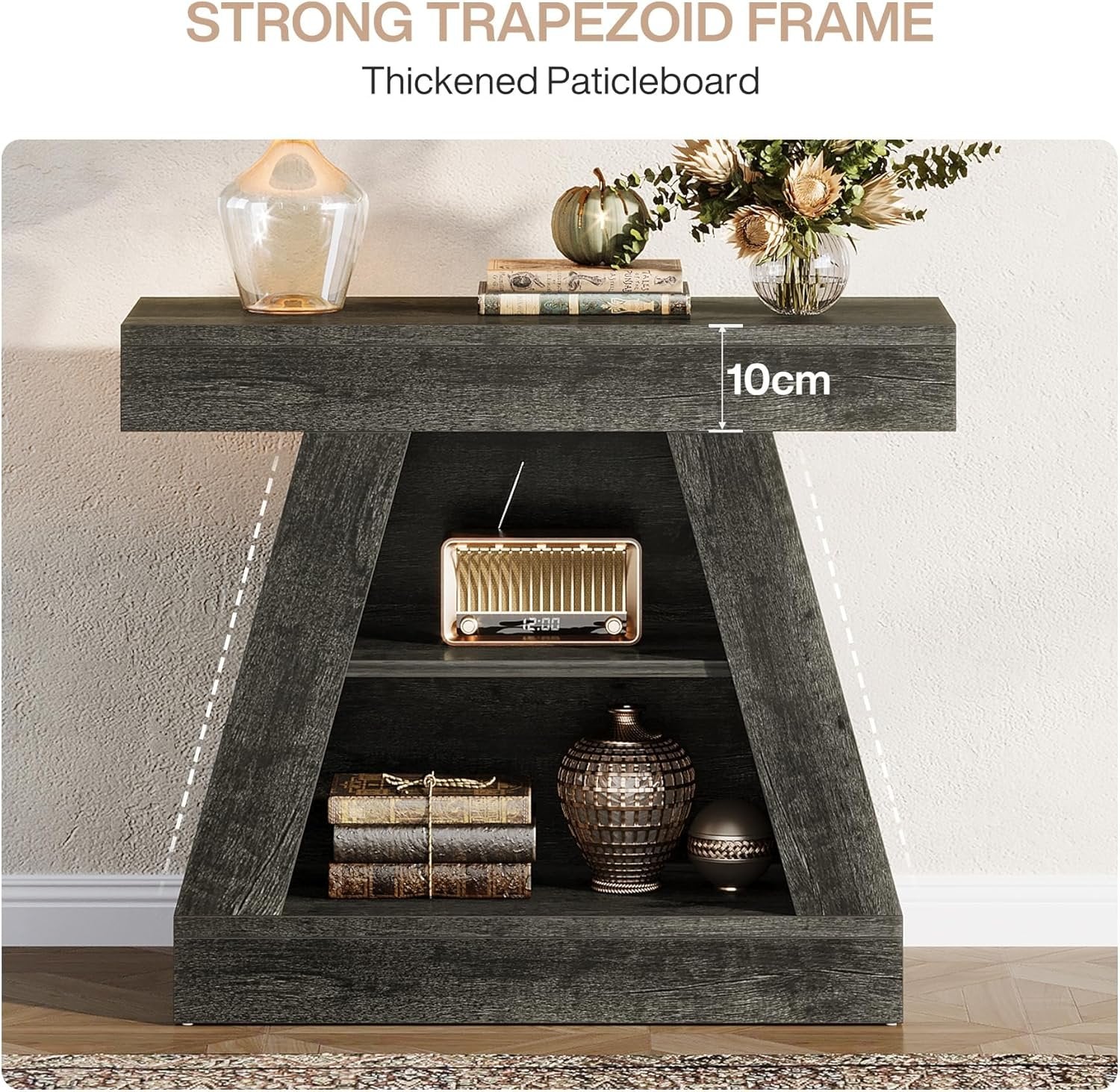 Tribesigns Table console de 68 cm de style maison de campagne pour entrée, Table basse moderne à 3 niveaux