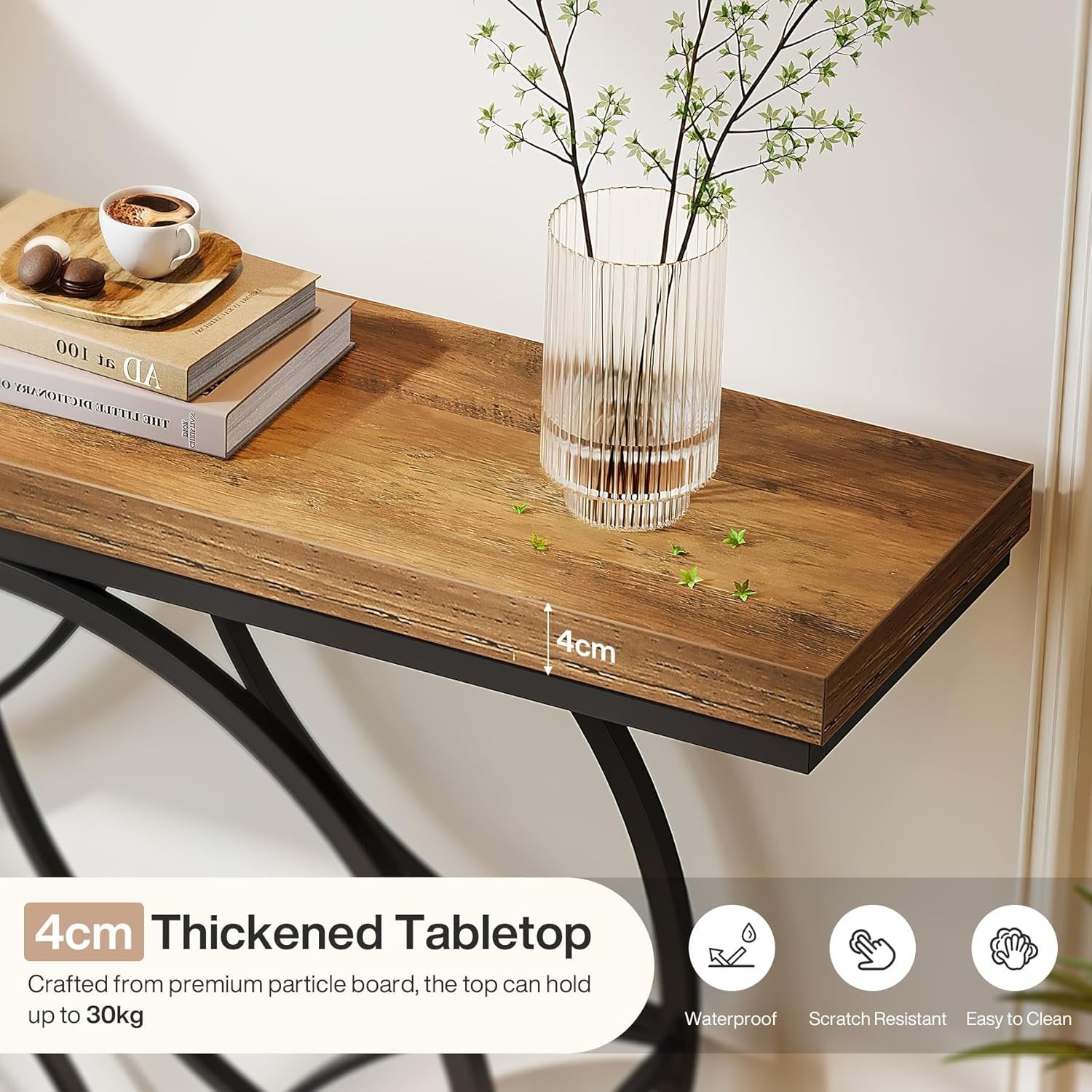 Tribesigns Table console industrielle à 2 niveaux de 120 cm avec cadre géométrique en métal